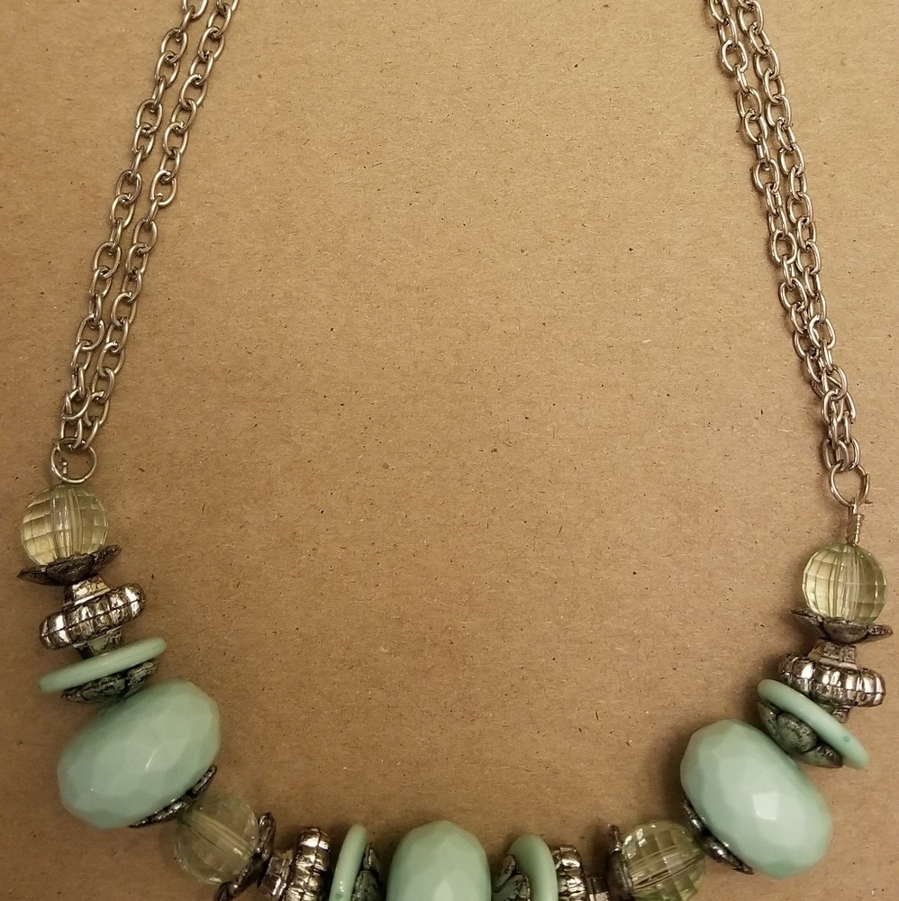New mint green and silver necklace